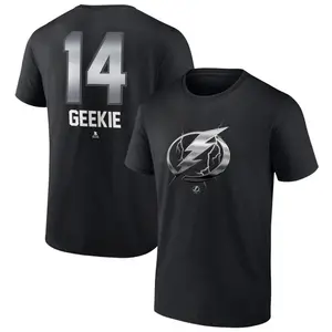 Men's Conor Geekie Tampa Bay Lightning Black Midnight Mascot Logo T-Shirt