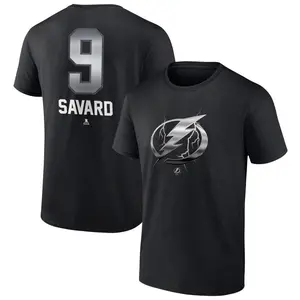 Men's Denis Savard Tampa Bay Lightning Black Midnight Mascot Logo T-Shirt