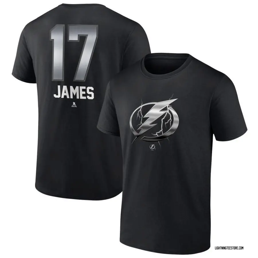 Men's Dominic James Tampa Bay Lightning Black Midnight Mascot Logo T-Shirt