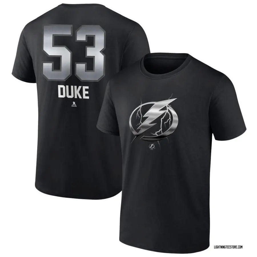 Men's Dylan Duke Tampa Bay Lightning Black Midnight Mascot Logo T-Shirt