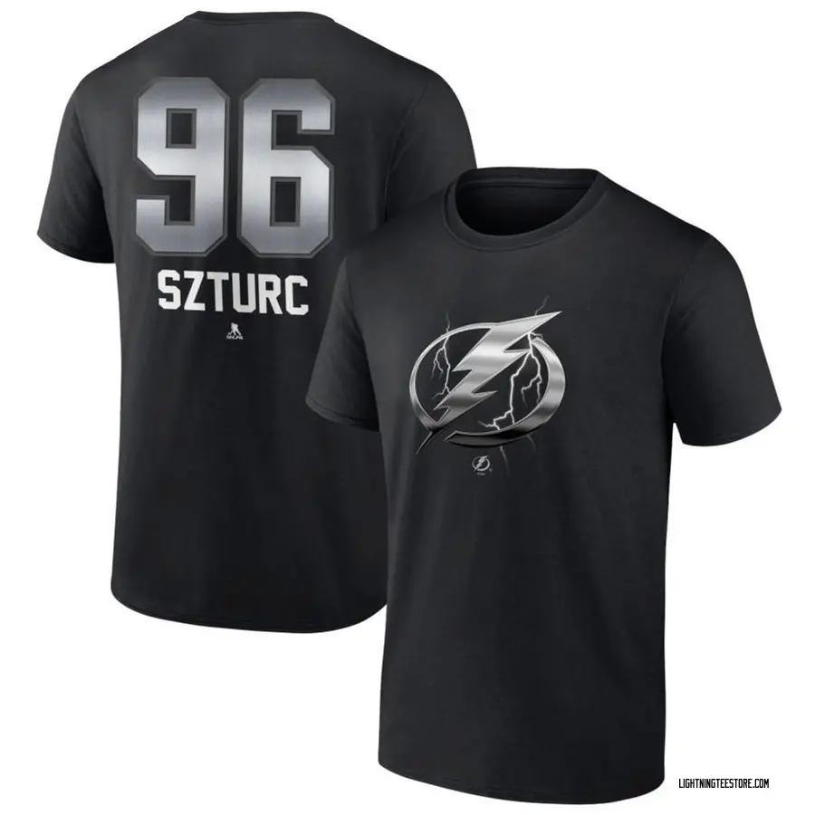 Men's Gabriel Szturc Tampa Bay Lightning Black Midnight Mascot Logo T-Shirt