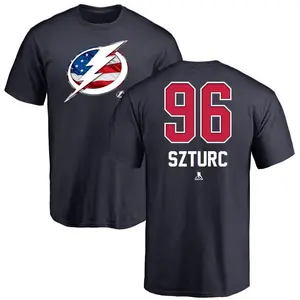 Men's Gabriel Szturc Tampa Bay Lightning Name and Number Banner Wave T-Shirt - Navy
