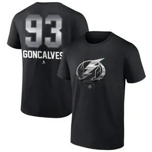 Men's Gage Goncalves Tampa Bay Lightning Black Midnight Mascot Logo T-Shirt