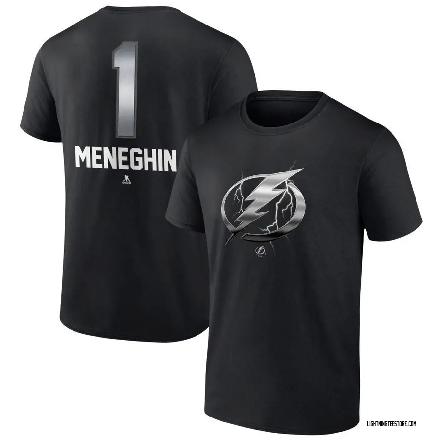 Men's Harrison Meneghin Tampa Bay Lightning Black Midnight Mascot Logo T-Shirt