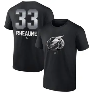 Men's Manon Rheaume Tampa Bay Lightning Black Midnight Mascot Logo T-Shirt