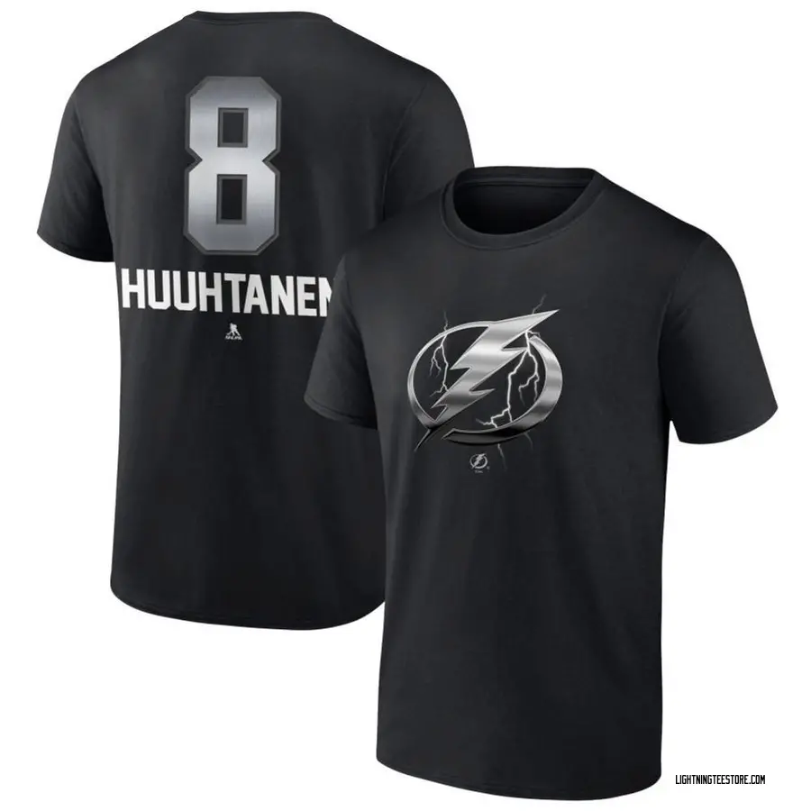 Men's Niko Huuhtanen Tampa Bay Lightning Black Midnight Mascot Logo T-Shirt