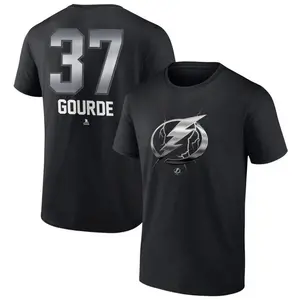 Men's Yanni Gourde Tampa Bay Lightning Black Midnight Mascot Logo T-Shirt