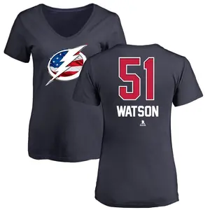 Women's Austin Watson Tampa Bay Lightning Name and Number Banner Wave V-Neck T-Shirt - Navy