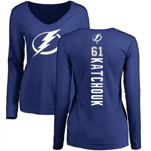 Women's Boris Katchouk Tampa Bay Lightning Backer V-Neck Long-Sleeve T-Shirt - Royal