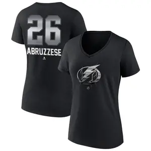 Women's Nick Abruzzese Tampa Bay Lightning Black Midnight Mascot Logo V-Neck T-Shirt