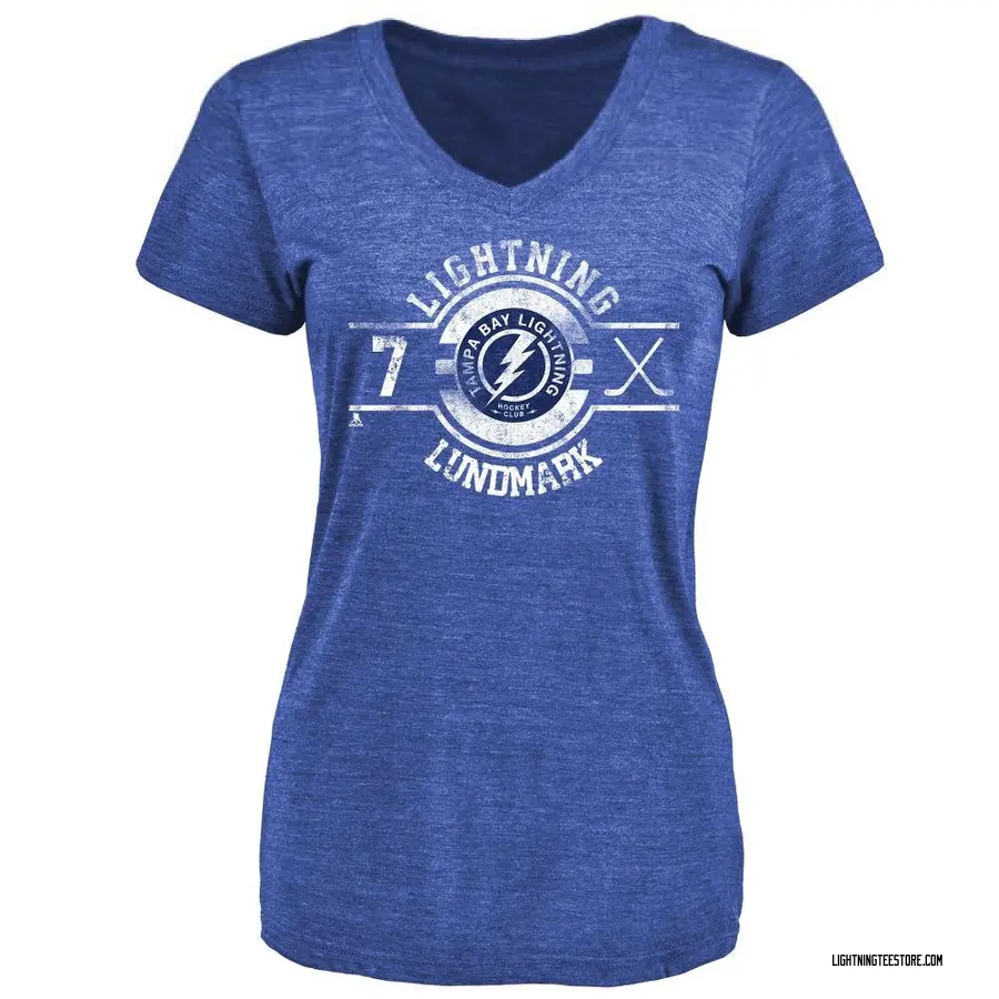 Women's Simon Lundmark Tampa Bay Lightning Insignia Tri-Blend T-Shirt - Royal