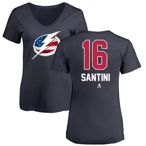 Women's Steven Santini Tampa Bay Lightning Name and Number Banner Wave V-Neck T-Shirt - Navy