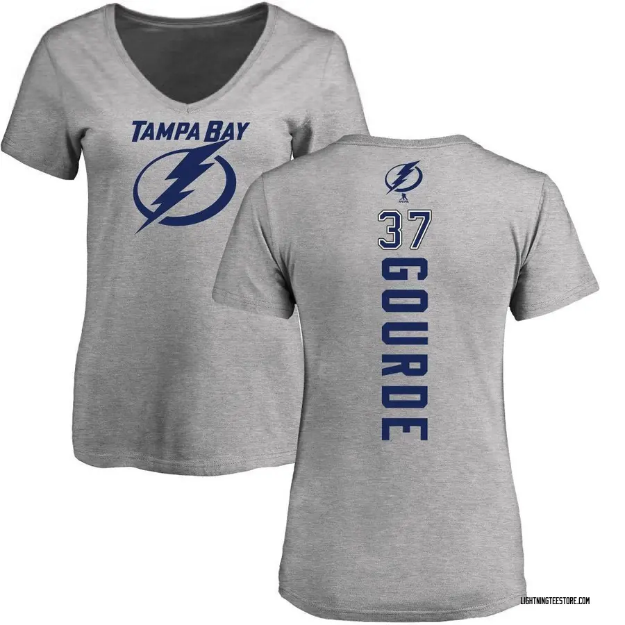 Women's Yanni Gourde Tampa Bay Lightning Backer T-Shirt - Ash