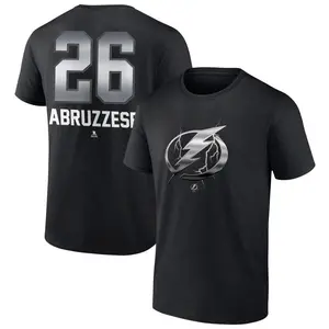 Youth Nick Abruzzese Tampa Bay Lightning Black Midnight Mascot Logo T-Shirt