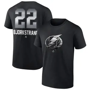Youth Oliver Bjorkstrand Tampa Bay Lightning Black Midnight Mascot Logo T-Shirt